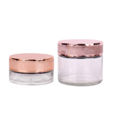 2oz 5oz 60ml 150ml high quality glass jar with rose gold color childproof lid child resistant glass jar